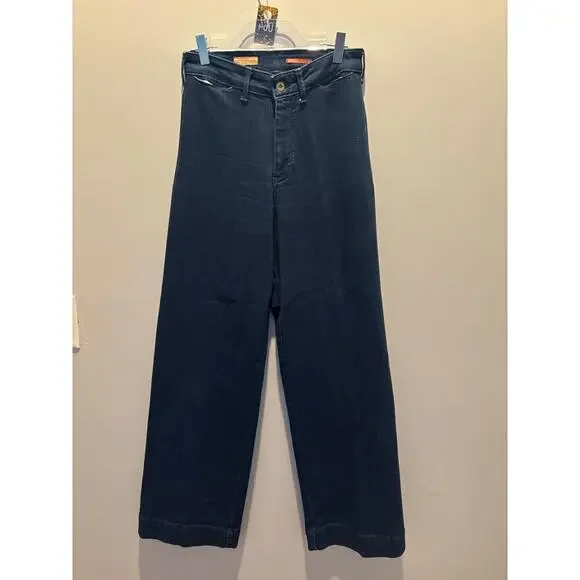 PILCRO ANTHROPOLOGIE THE SKIPPER SIZE 25 WIDE LEG STRETCH DENIM PANT - Picture 1 of 5